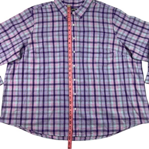 Lands’ End Button Down Shirt Womens Size 3XL Plaid Purple Pink Blue Teal - Picture 7 of 7